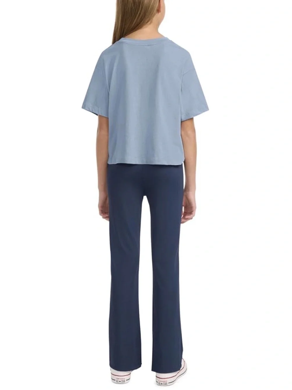 Converse Girls Boxy Logo S/S Tee & Flared Leggings  - Navy - S (8/10)
